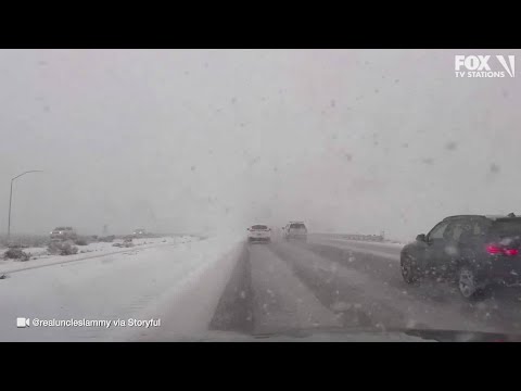 Snow covers 15 freeway near Las Vegas