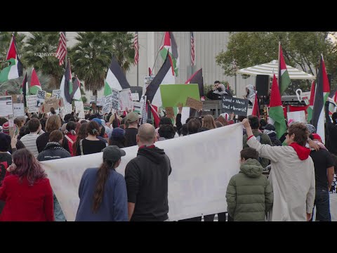 Pro-Palestine Protestors Shut Down Wilshire Boulevard in Westwood, Vandalize National Cemetery