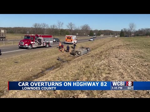 State troopers investigate after car flips over on Highway 82