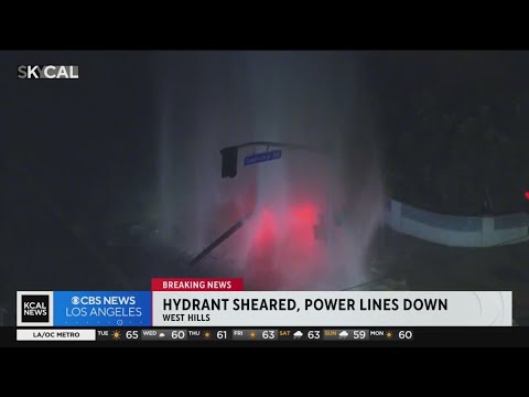 Driver knocks down power lines and shears hydrant in violent crash