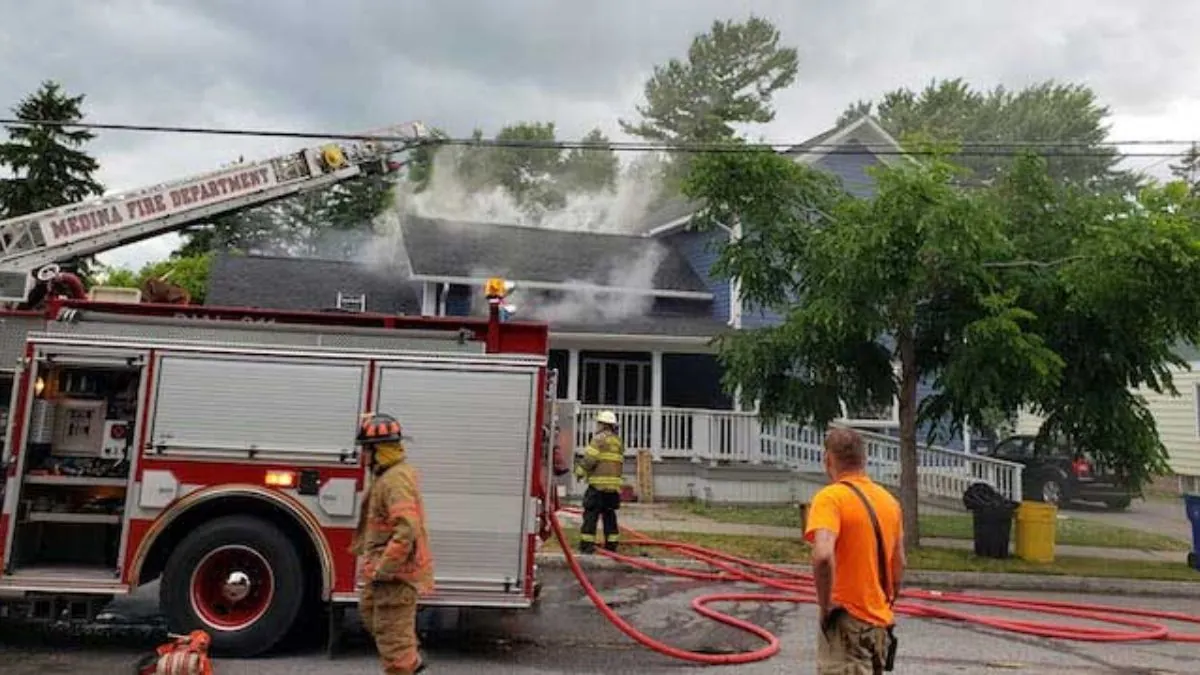 Firefighters in Medina respond to an apartment fire