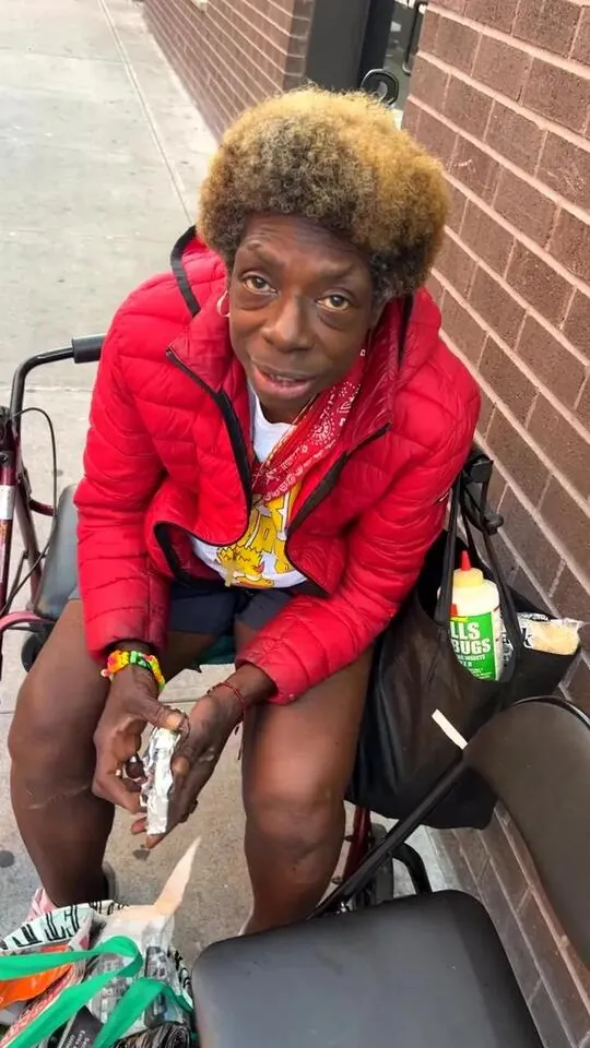 Laurell Reynolds, 60, on the day she was attacked and beaten with her own cane in a Harlem subway station.
