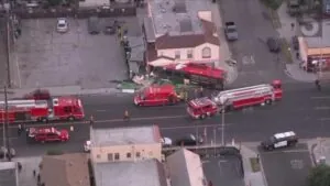 A Long Beach restaurant hit by a bus, leaving 14 people injured