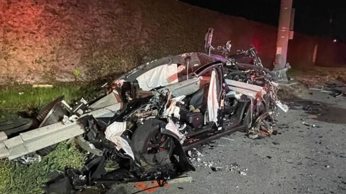 Firefighters rescue driver out of car in gnarly crash where guard rail impaled sedan on freeway