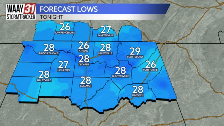 A clear, frosty night ahead for North Alabama