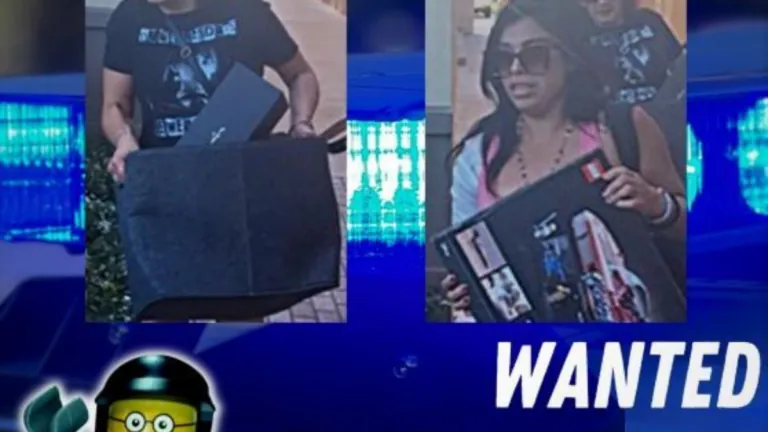 Irvine police are looking for two ladies who stole Legos and alcohol worth thousands.