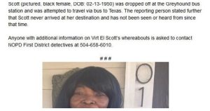 Virt El Scott, 72, Missing in Louisiana After Being Dropped off at Bus Statio
