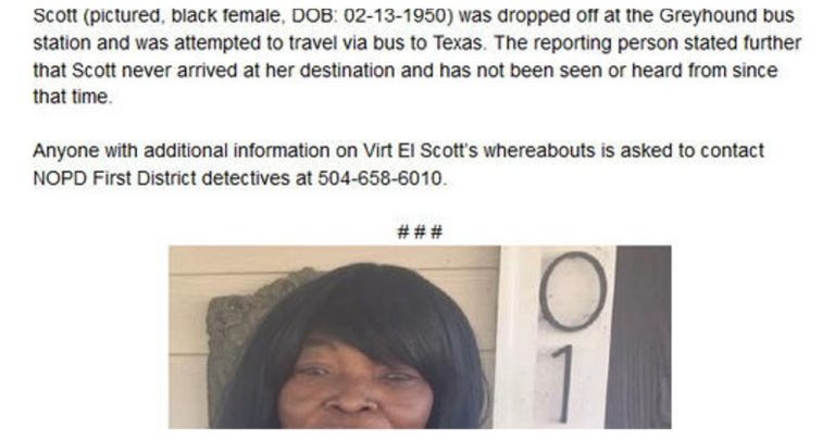 Virt El Scott, 72, Missing in Louisiana After Being Dropped off at Bus Statio