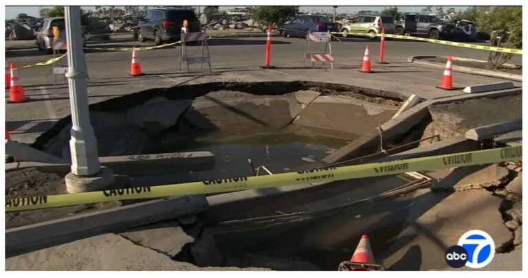 Parking Lot Of Seal Beach Restaurant Affected By Sinkhole