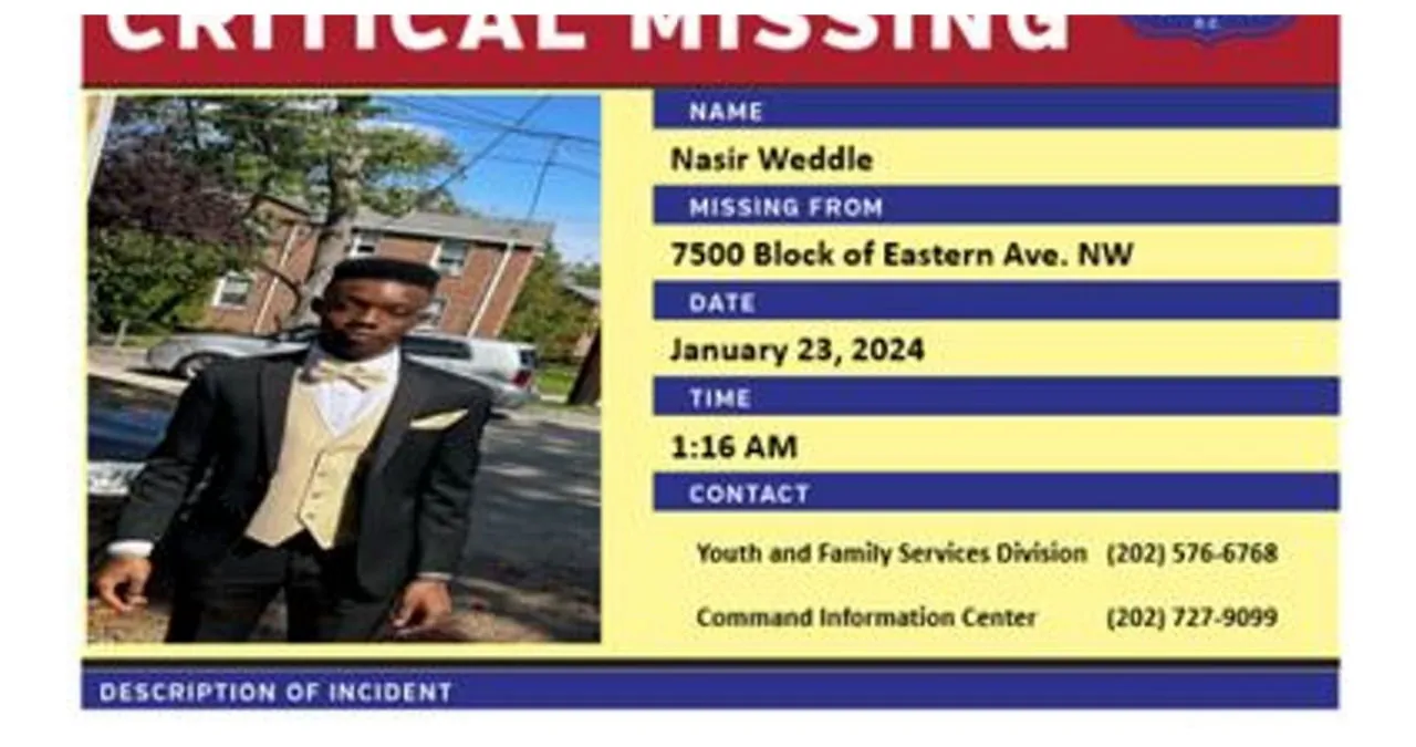 Teenager Reported Missing in Northwest D.C., Urgent Assistance Required