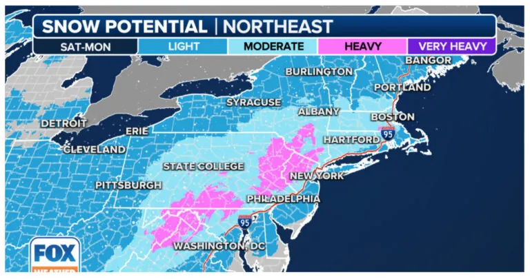 Winter Storm Expected To Bring Snow To East Coast Along I-95 Corridor This Weekend