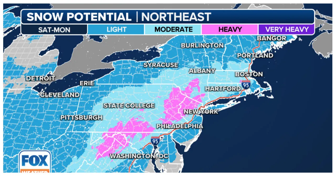 Winter Storm Expected To Bring Snow To East Coast Along I-95 Corridor This Weekend