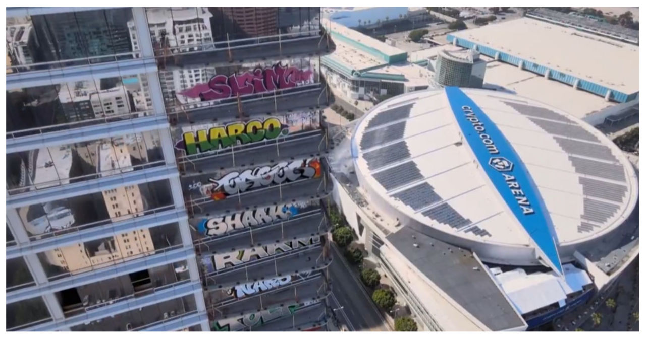 Trespassing arrests raise at downtown LA's graffiti-covered abandoned high rise