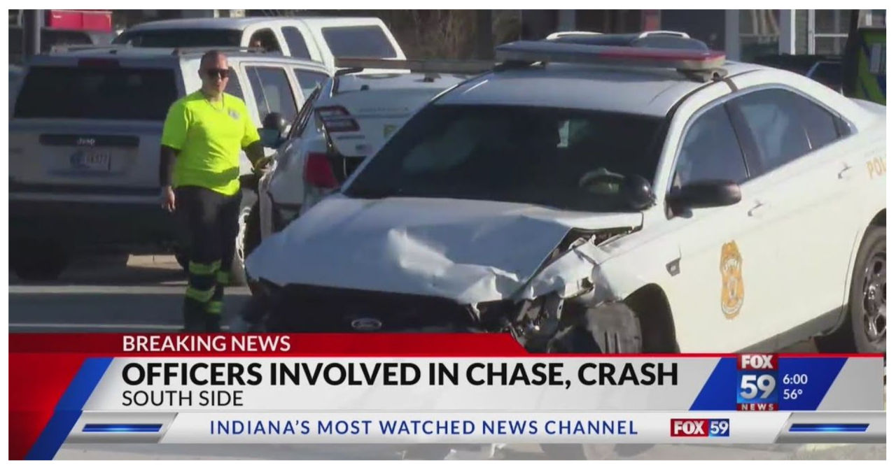 Two police officers injured in crash on south side after pursuit, says IMPD