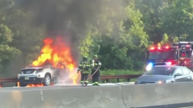Car catches fire on Garden State Parkway near Kenilworth